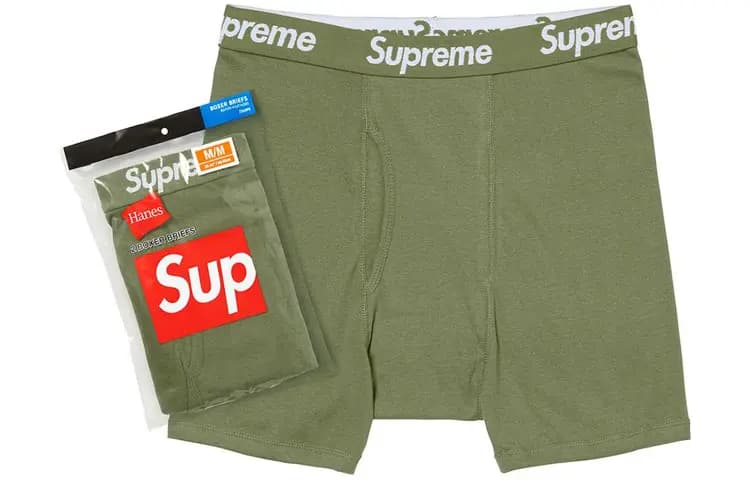 Supreme Hanes Boxer Briefs 2 Pack Olive