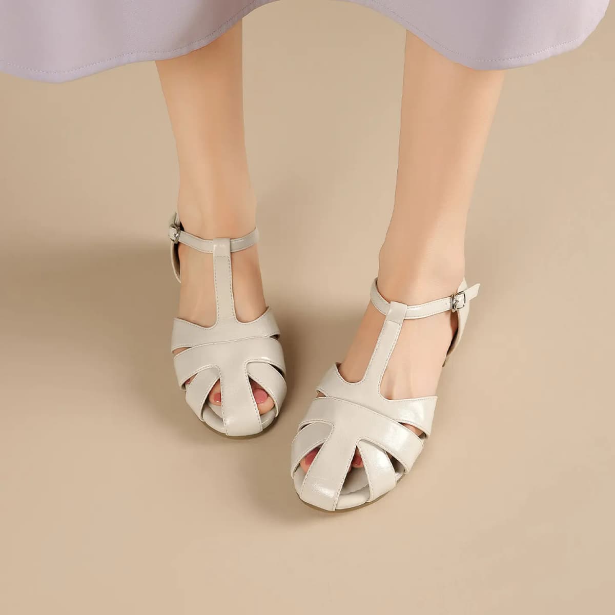 Josiny Simple Elegant Fashion Comfortable Trendy Versatile Elegant Roman Sandals Women's Off-White 6