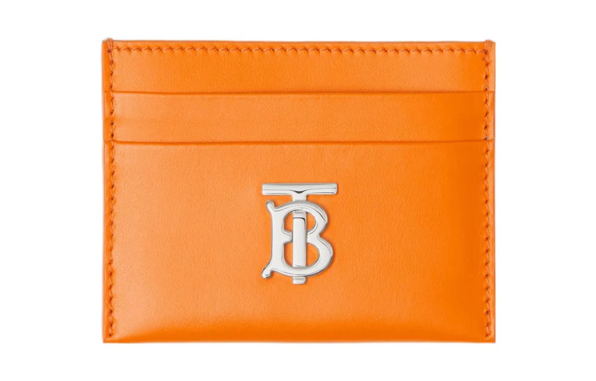 Burberry Logo Trim Leather Qadın Kartqabı Narıncı