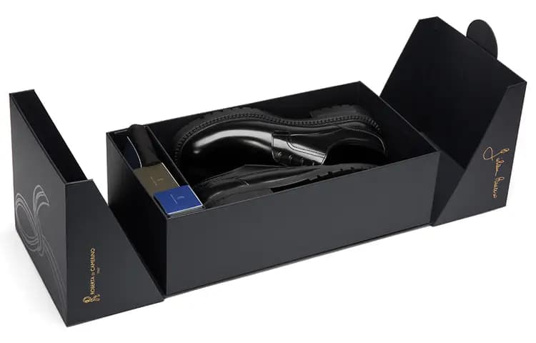 ROBERTA DI CAMERINO Calf Leather Perfume Gift Box Set Round Toe Lace-Up Formal Leather Shoes Men's Black 2