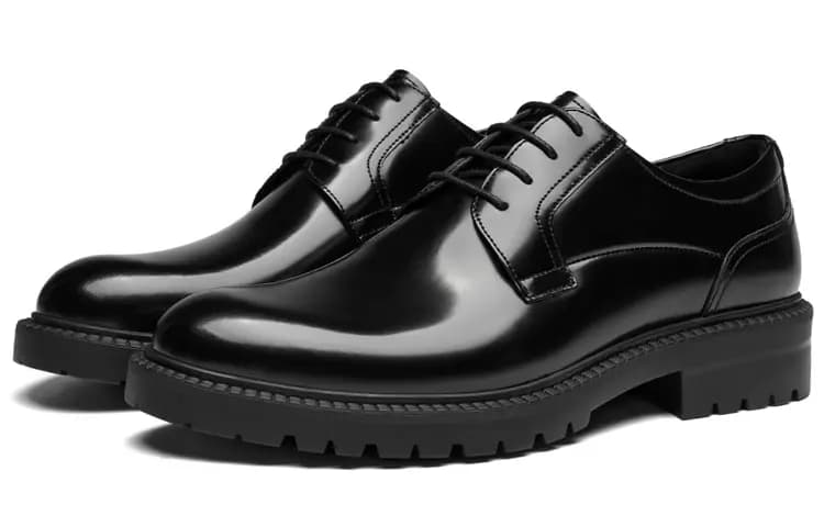 ROBERTA DI CAMERINO Calf Leather Perfume Gift Box Set Round Toe Lace-Up Formal Leather Shoes Men's Black 6