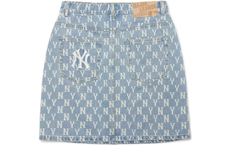 MLB Base Logo Denim Qadın Qısa Ətək Açıq Mavi 2