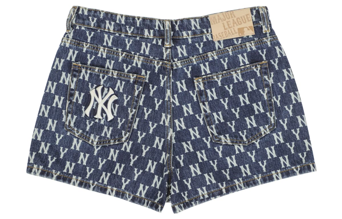 MLB Base Logo Qadın Denim Şortu Tünd Mavi 2