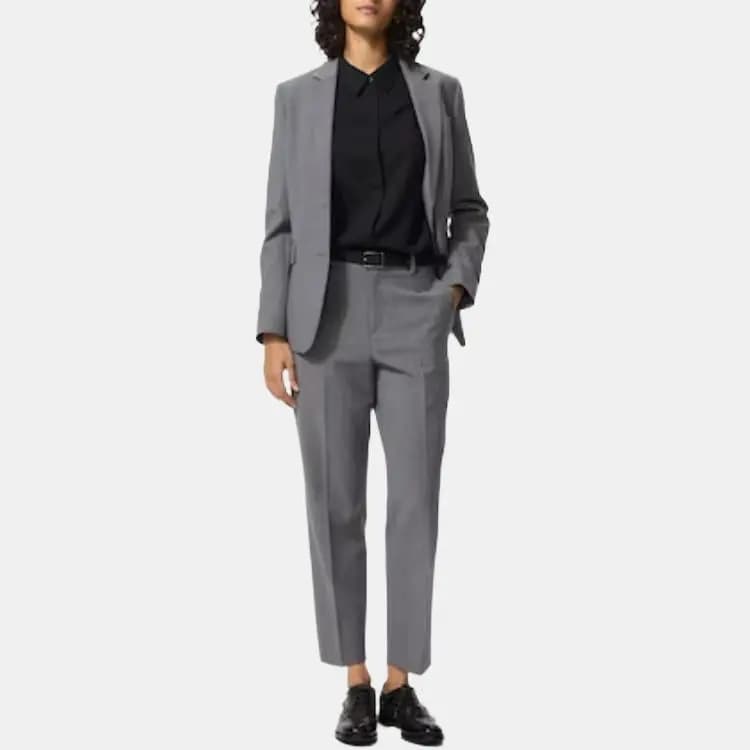 UNIQLO Solid Slim Tapered Ankle-Length Trousers Women's Grey 3