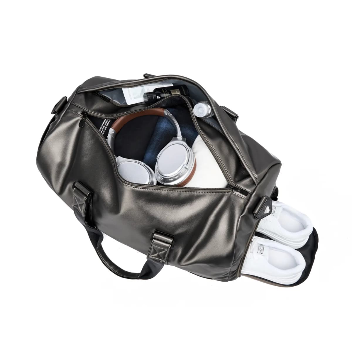 Lee 32L Cool Stylish High-Value Swimming Sports Shoulder Sling Bag Essential for Vacation Business Travel Luggage Storage Bag Dry-Wet Separated Gym Bag PVC Hand Carry Travel Bag Basketball Bag Unisex Couple Silver Gray 4