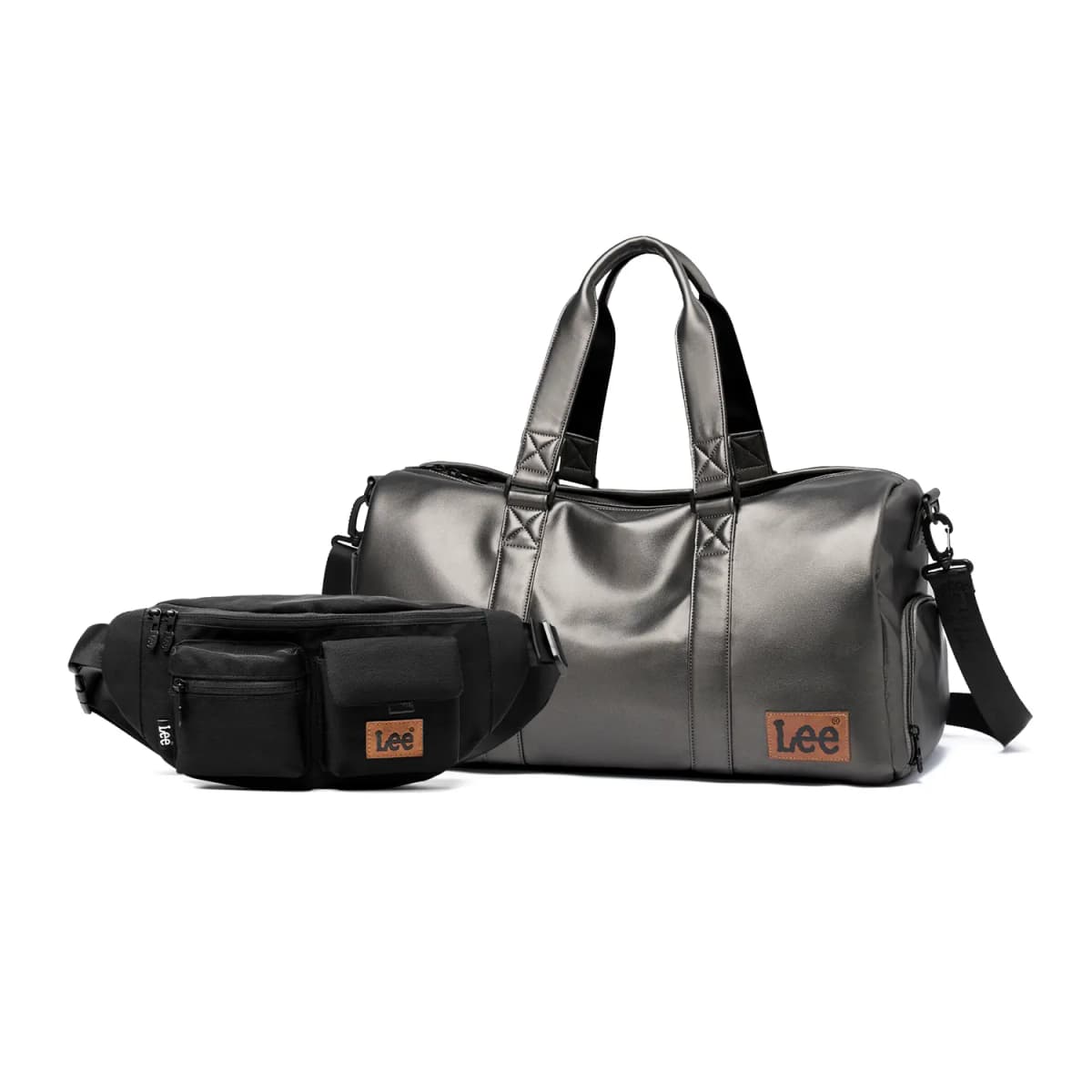 Lee 32L Cool Stylish High-Value Swimming Sports Shoulder Sling Bag Essential for Vacation Business Travel Luggage Storage Bag Dry-Wet Separated Gym Bag PVC Hand Carry Travel Bag Basketball Bag Unisex Couple Silver Gray 10