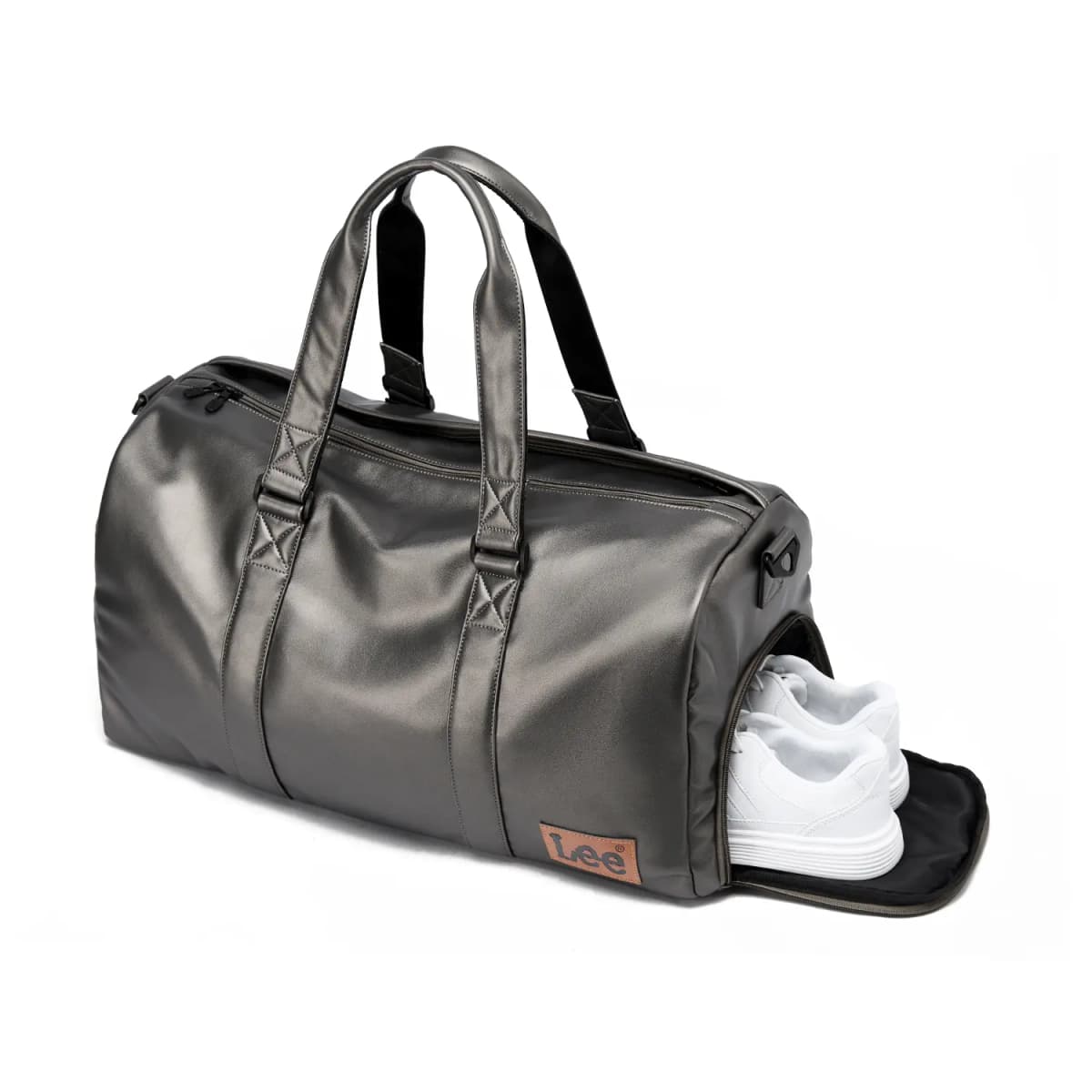 Lee 32L Cool Stylish High-Value Swimming Sports Shoulder Sling Bag Essential for Vacation Business Travel Luggage Storage Bag Dry-Wet Separated Gym Bag PVC Hand Carry Travel Bag Basketball Bag Unisex Couple Silver Gray 5