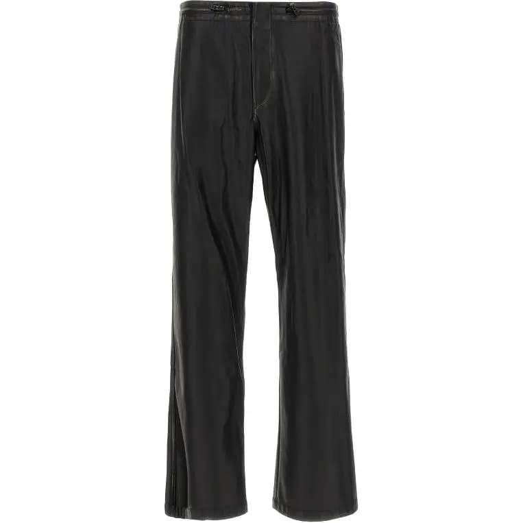 DIESEL Solid Color Zipper Closure Loose Leather Pants Men's