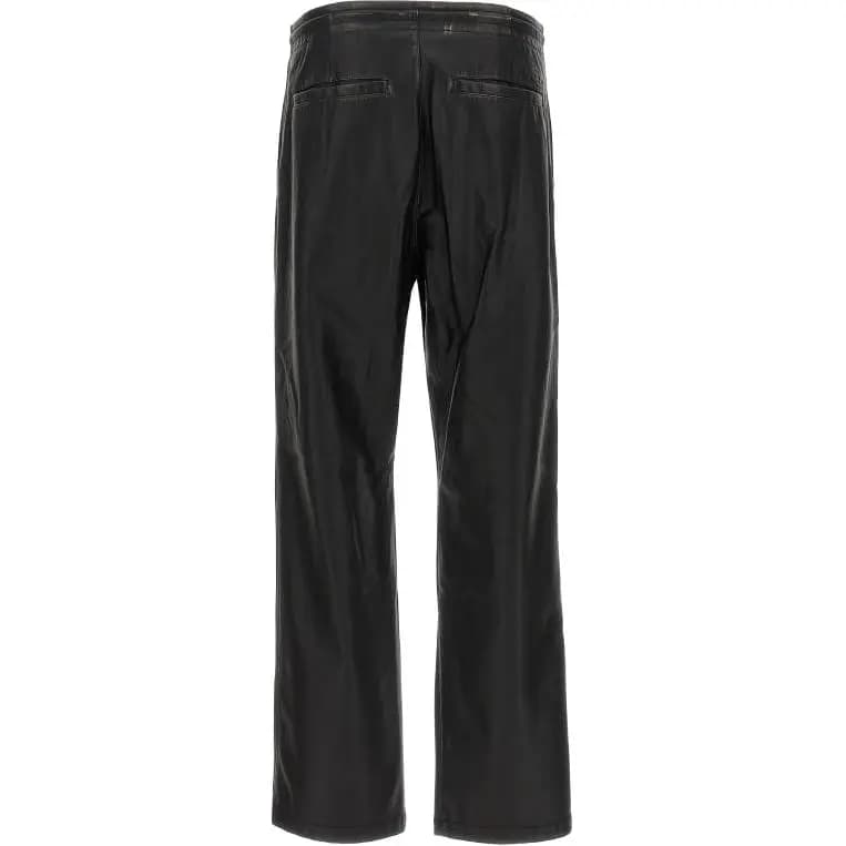 DIESEL Solid Color Zipper Closure Loose Leather Pants Men's 2