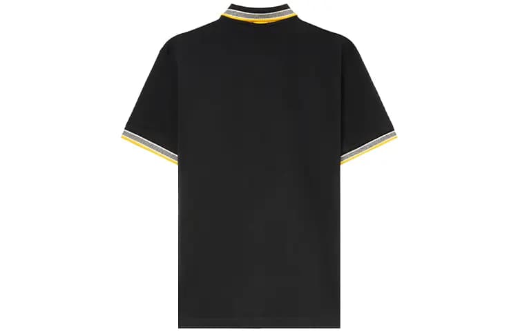 HUGO BOSS SS22 Solid Color Logo Embroidered Stripe Notch Lapel Short Sleeve Polo Shirt Men's Black 2