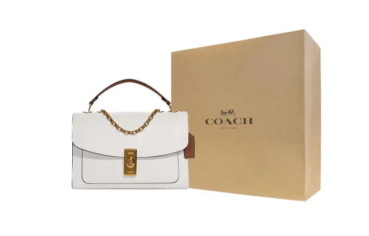 COACH Lane Dəri Çiyin Çantası Qadın Ağ 7