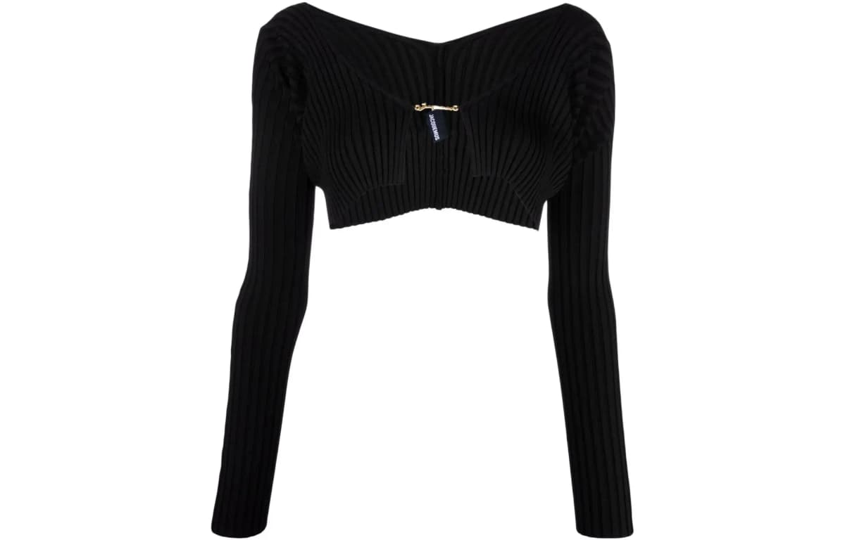 Jacquemus La Maille Pralu Micro Charm Logo Cardigan Black