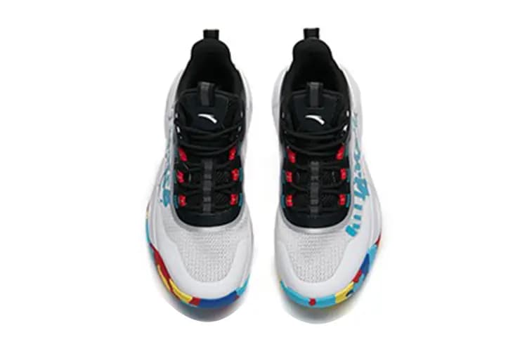 Anta Kids Basketball Shoes Mid-Top Anti-Slip Shock-Absorbing White Black 4
