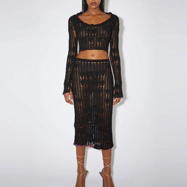 Acne Studios Qadın Örme Uzun Ətək Qara 2
