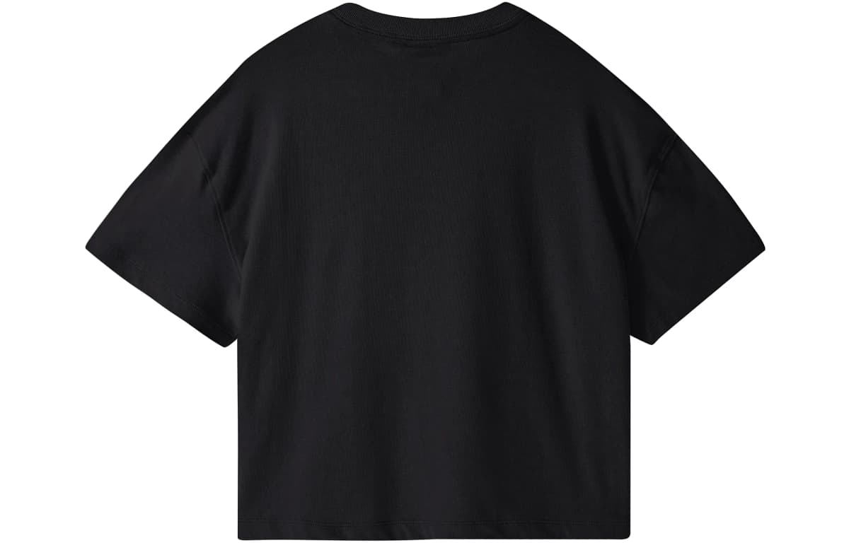 Nike Casual Solid Color Logo Cropped Crew Neck Short Sleeve T-Shirt Women's Black 2