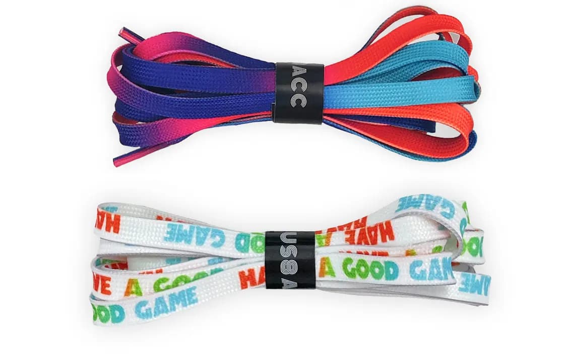 US8ACC Gaming Gradient Cotton Candy Laser Green Flame E-Sports GOOD GAME Universal Sneaker Color Matching Shoelaces 2-Pack Unisex 3