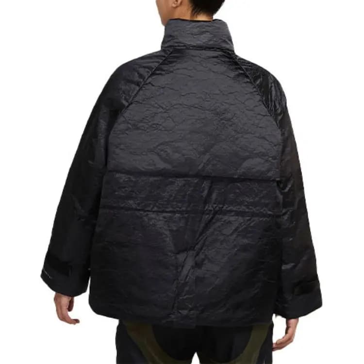 Nike Brand Logo Stand Collar Solid Casual Sport Puffer Jacket Winter Women's Black 2