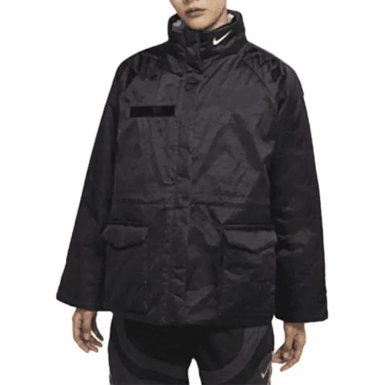 Nike Brand Logo Stand Collar Solid Casual Sport Puffer Jacket Winter Women's Black