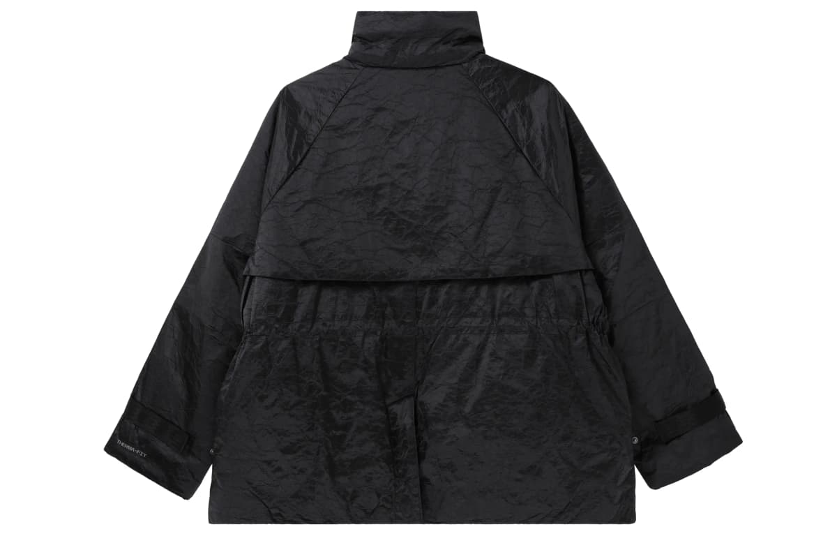 Nike Brand Logo Stand Collar Solid Casual Sport Puffer Jacket Winter Women's Black 4