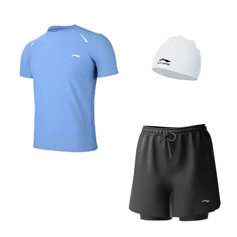 LiNing Li-Ning UPF50+ Sun Protection UV-Resistant Professional Chlorine-Resistant Quick-Dry Anti-Embarrassment Beach Sports Swimwear Set Men's 6