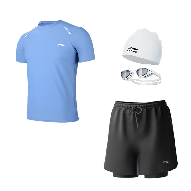 LiNing Li-Ning UPF50+ Sun Protection UV-Resistant Professional Chlorine-Resistant Quick-Dry Anti-Embarrassment Beach Sports Swimwear Set Men's 8