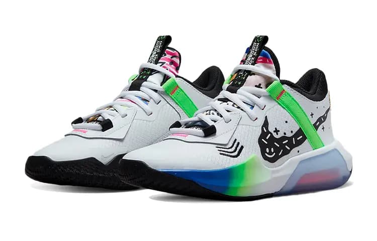 Youth Nike Air Zoom Crossover Uşaq Basketbol Ayaqqabısı Ağ/Yaşıl 3