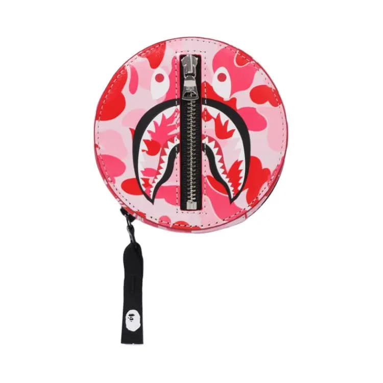 A BATHING APE Camo Shark Coin Purse Unisex Mavi/Yaşıl/Çəhrayı 7