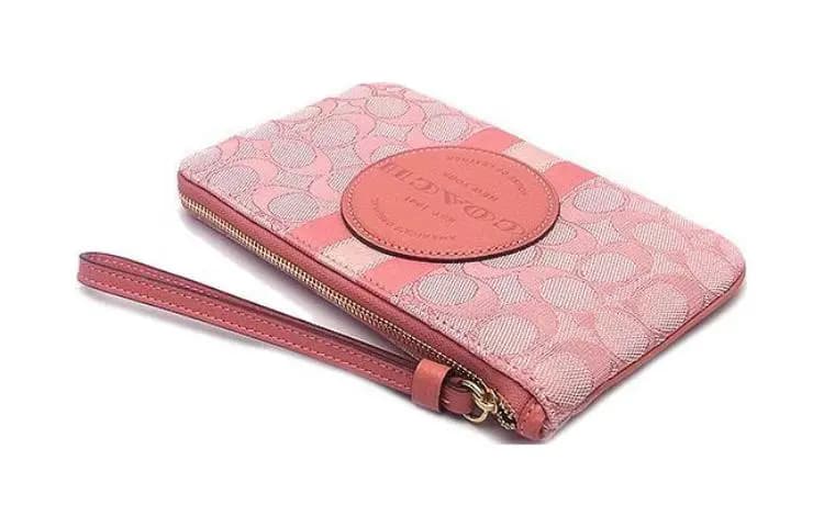 COACH Dempsey 19 Signature Jacquard Qadın Pulqabısı Qızılı/Qəhvəyi 4