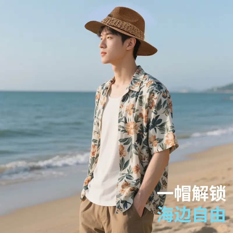 Old Money Style Jeep Wide Brim Panama Hat Beach Vacation Style Sun Hat High-End Woven Hollow Formal Hat Breathable #Good Luck Lightweight Sun Hat Unisex 2