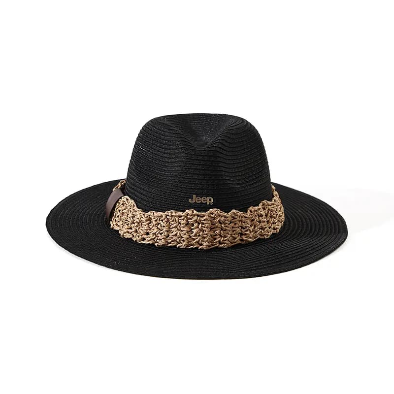Old Money Style Jeep Wide Brim Panama Hat Beach Vacation Style Sun Hat High-End Woven Hollow Formal Hat Breathable #Good Luck Lightweight Sun Hat Unisex 3