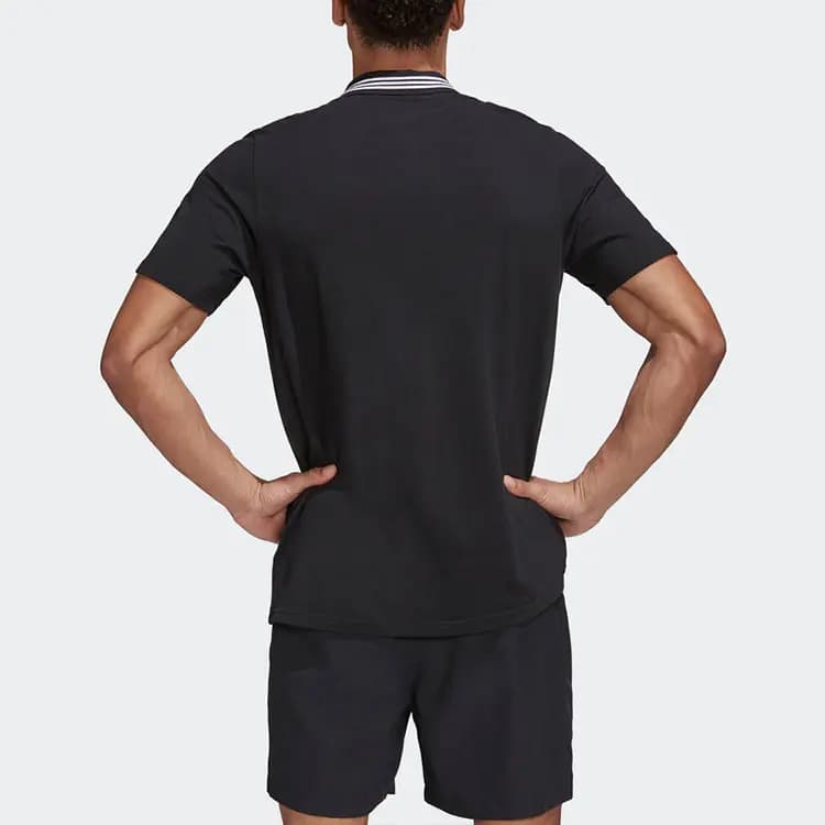 adidas Print Collared Short Sleeve Polo Shirt Men's Black 4