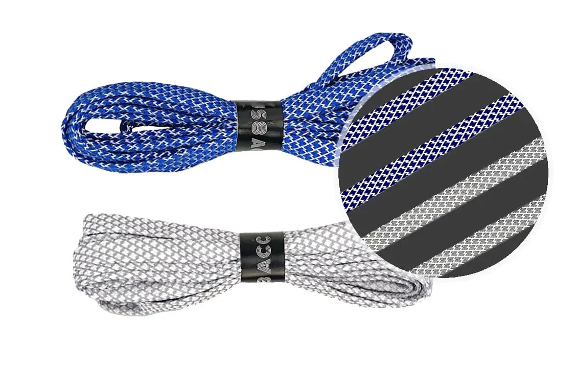 US8ACC Reflective 3M Silver Glow Yellow Blue Black Solid Grid Pattern Universal Shoelaces 2-Pack Set 8