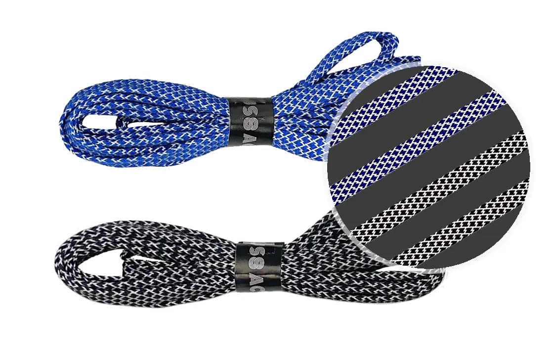 US8ACC Reflective 3M Silver Glow Yellow Blue Black Solid Grid Pattern Universal Shoelaces 2-Pack Set 6