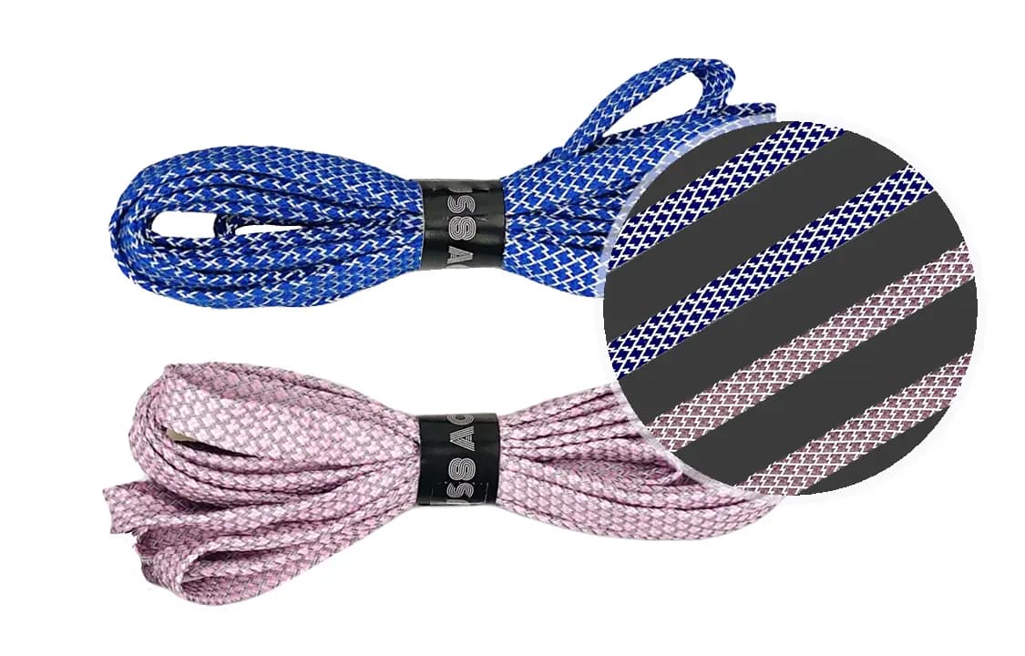 US8ACC Reflective 3M Silver Glow Yellow Blue Black Solid Grid Pattern Universal Shoelaces 2-Pack Set 7