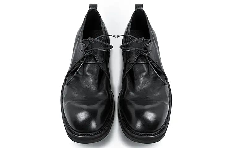 HUANXIANGZHE Japanese Style Round Tip Platform Genuine Leather Casual Shoes Men's Black 4
