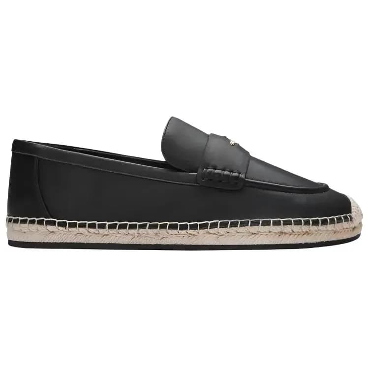 COACH Leather Round-Toe Slip-On Loafers Espadrilles Women's Black 2