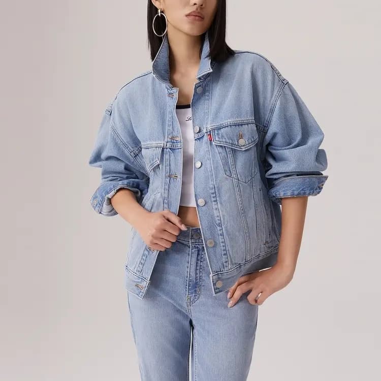 levi’s Casual Comfortable Minimalist Single-Breasted Long Sleeve Denim Jacket Women's 3