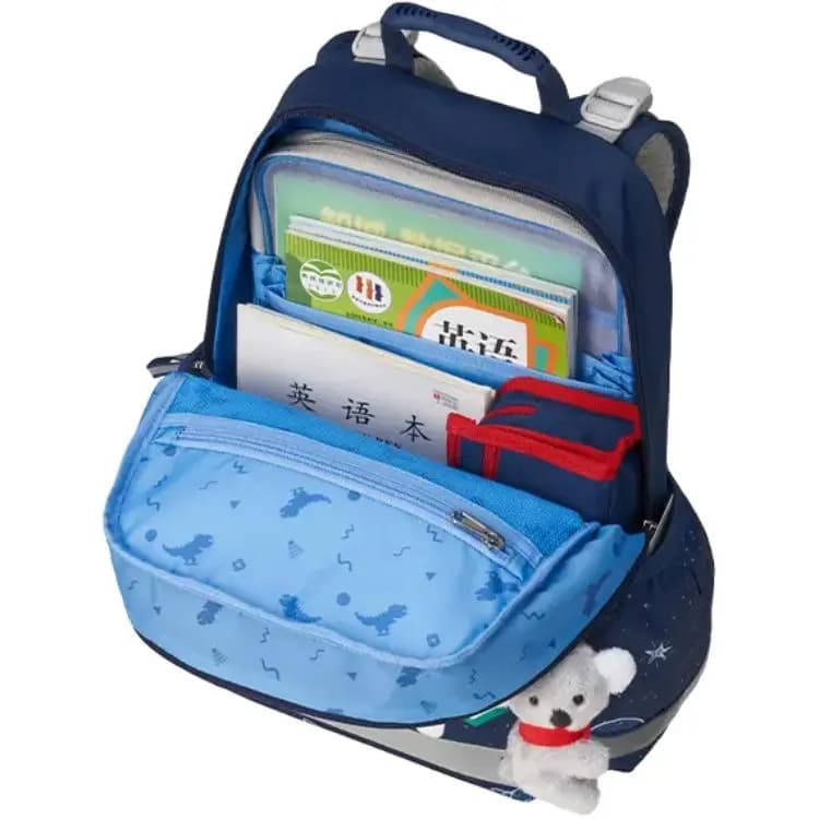SAMSONITE Color Block Design Fabric Student Backpack Men's Navy Blue Green 5