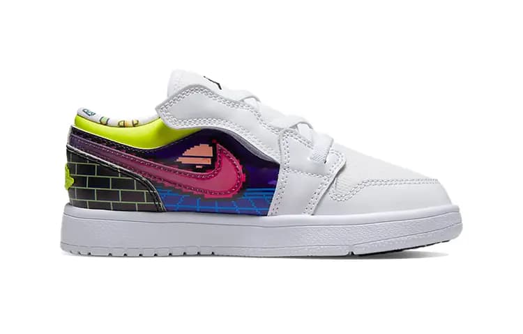 BP Kids Air Jordan 1 Low Retro Basketball Shoes White 2