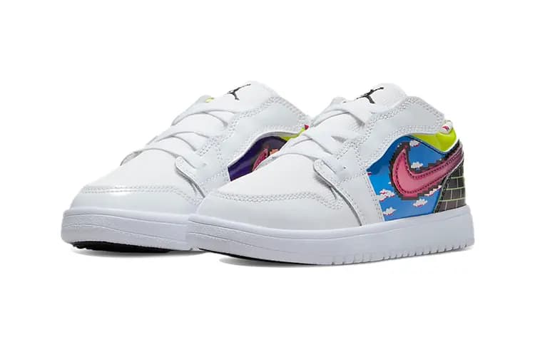 BP Kids Air Jordan 1 Low Retro Basketball Shoes White 3