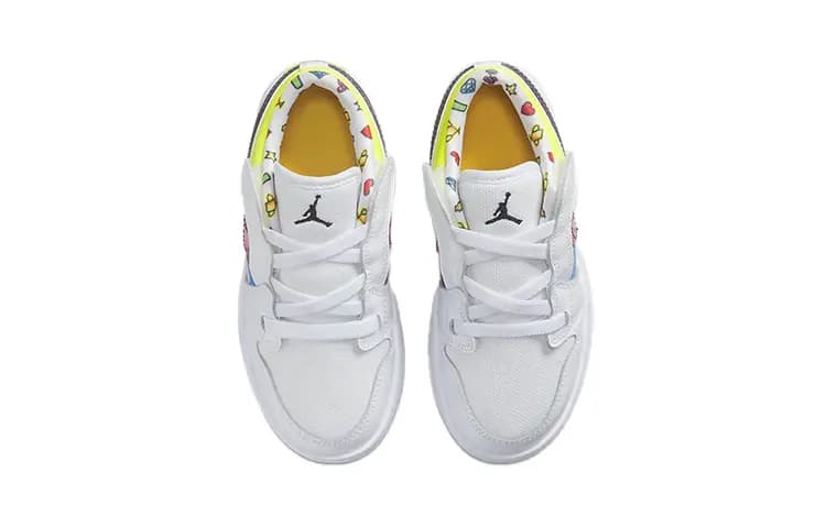 BP Kids Air Jordan 1 Low Retro Basketball Shoes White 4