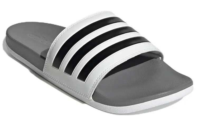 Adidas Adilette Comfort Slides Cloud White Core Black Grey Three 3