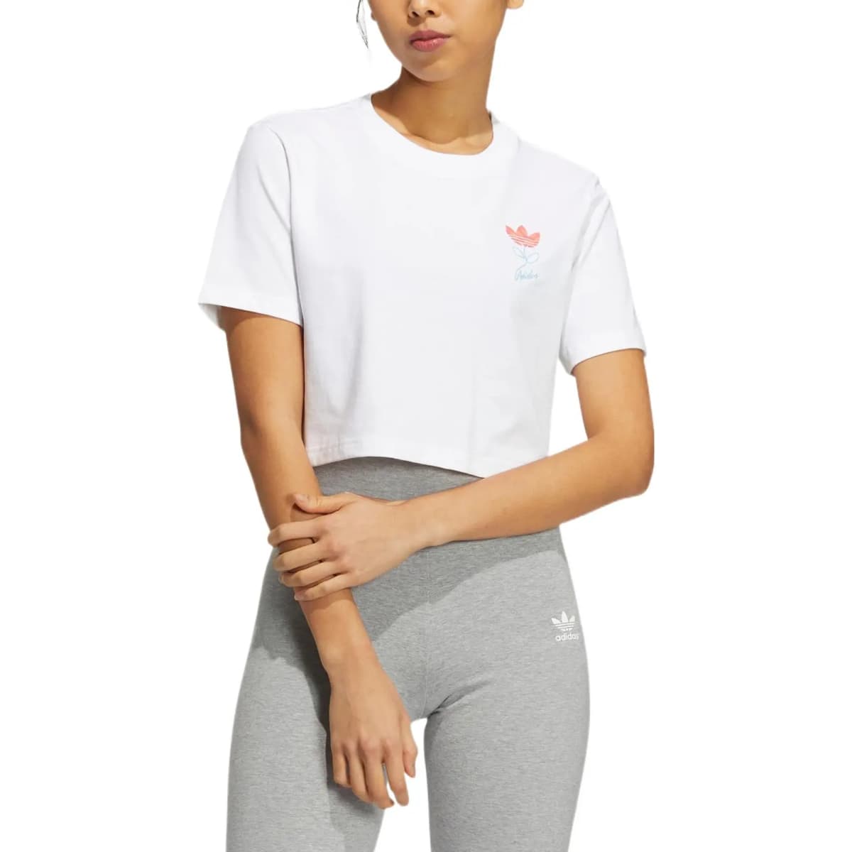 adidas Originals Crop T-Shirt Qadın Ağ 2