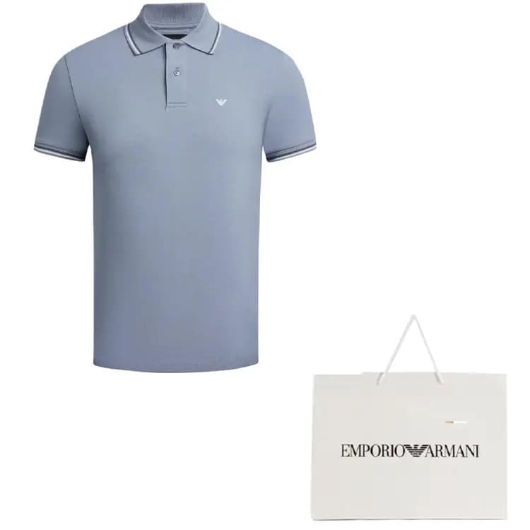 EMPORIO ARMANI SS22 Kişi Polo Köynəyi Tünd Boz 4