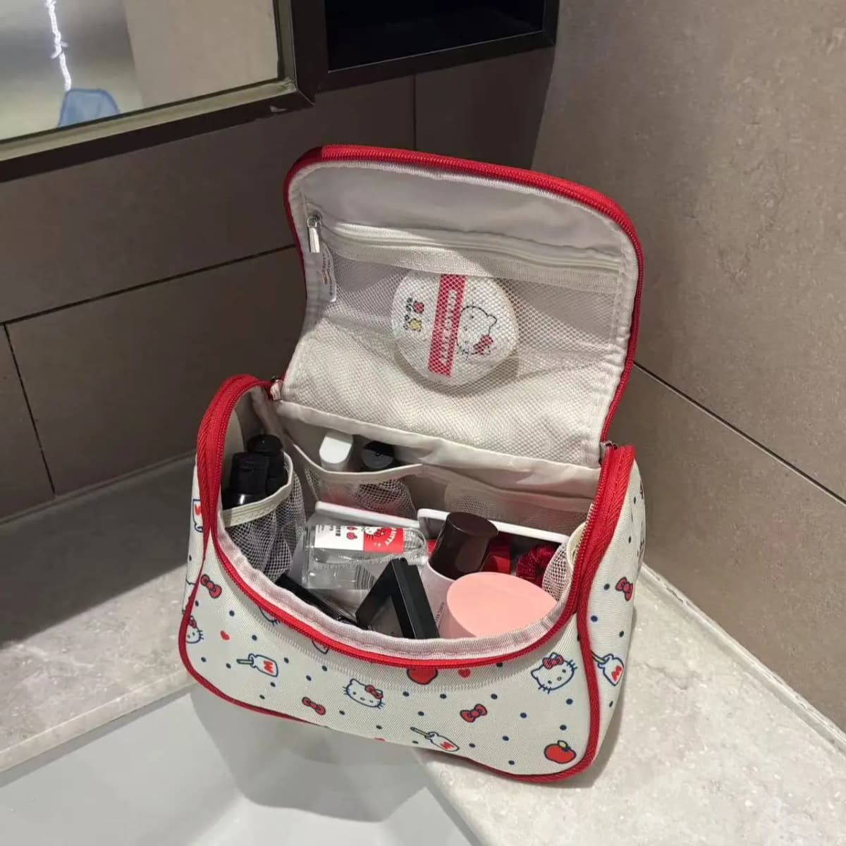 Sanrio Hello Kitty Kətan Çanta Unisex Qırmızı/Ağ 7