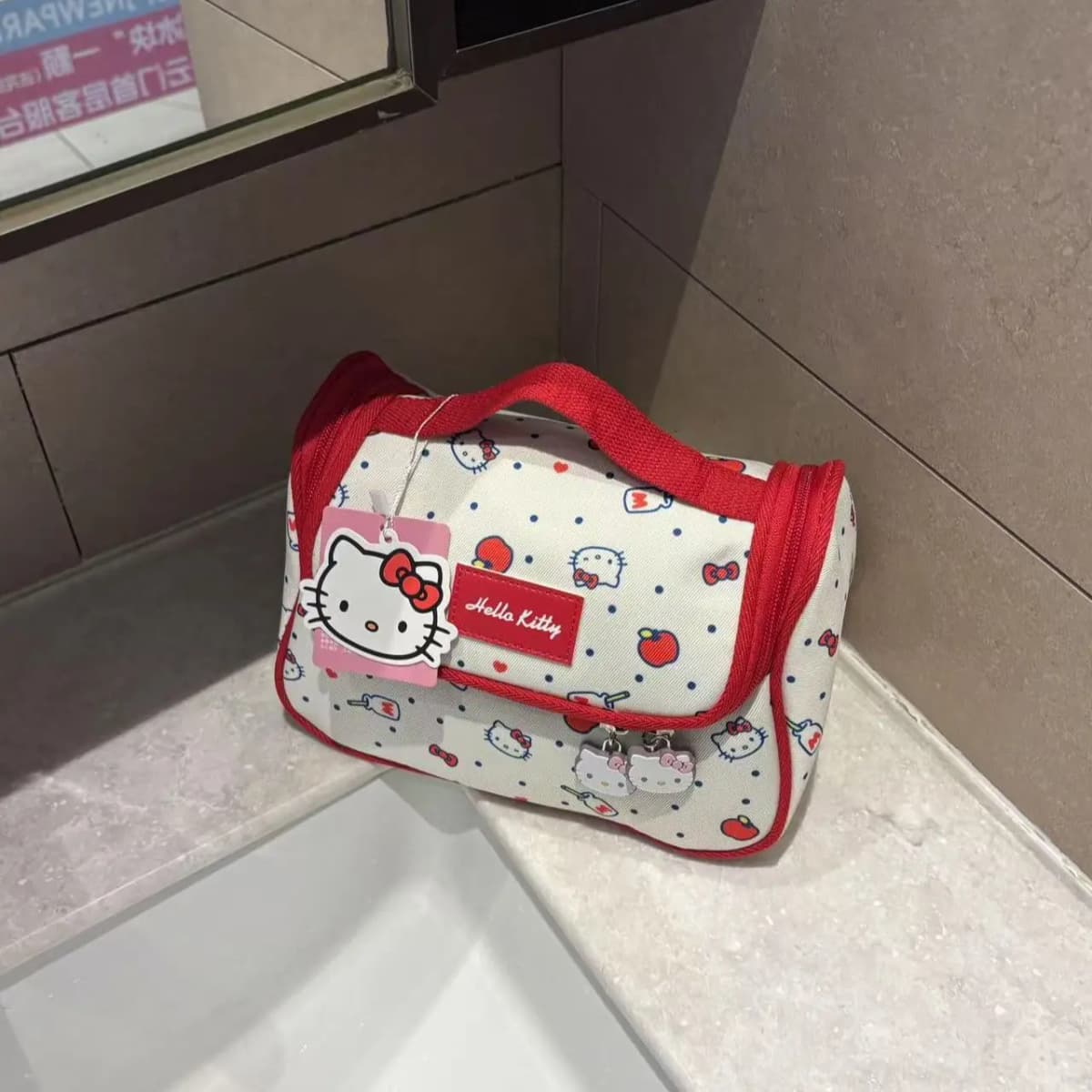 Sanrio Hello Kitty Kətan Çanta Unisex Qırmızı/Ağ 3