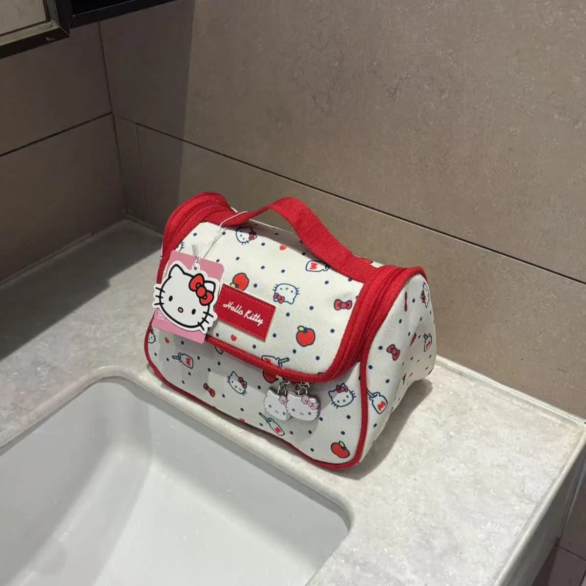 Sanrio Hello Kitty Kətan Çanta Unisex Qırmızı/Ağ 2