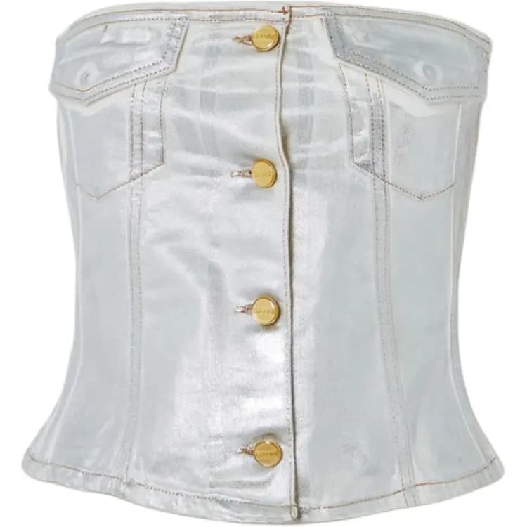 GANNI Qadın Strapless Top