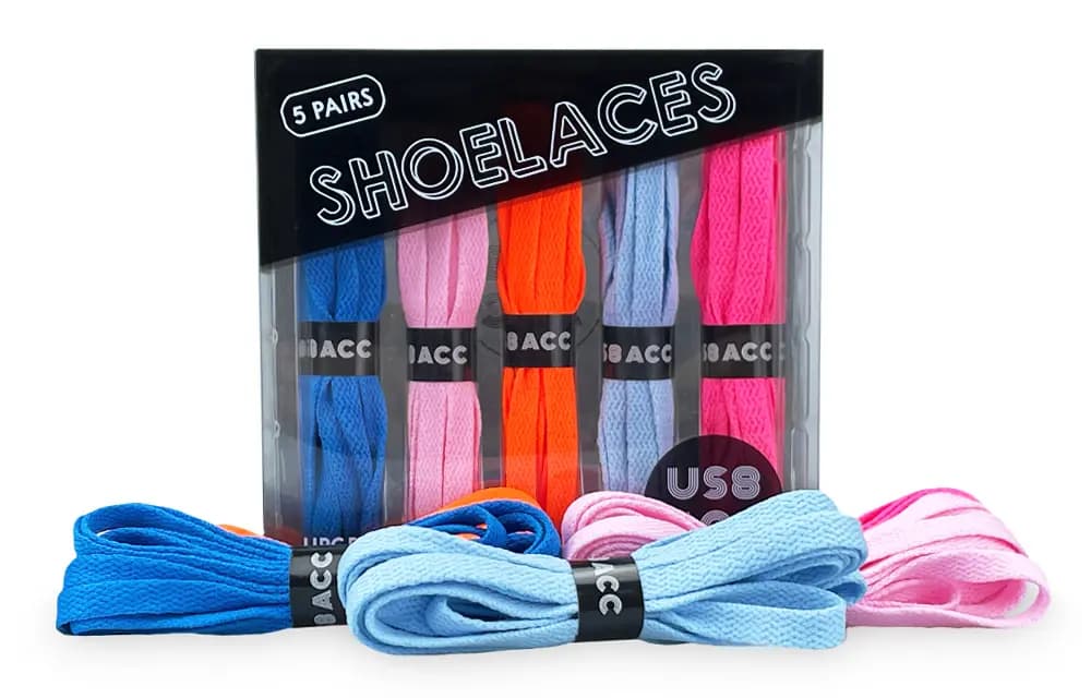 US8ACC Shoelaces Unisex Black White Gray Red Blue Yellow 9