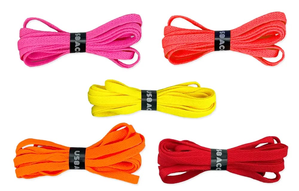 US8ACC Shoelaces Unisex Black White Gray Red Blue Yellow